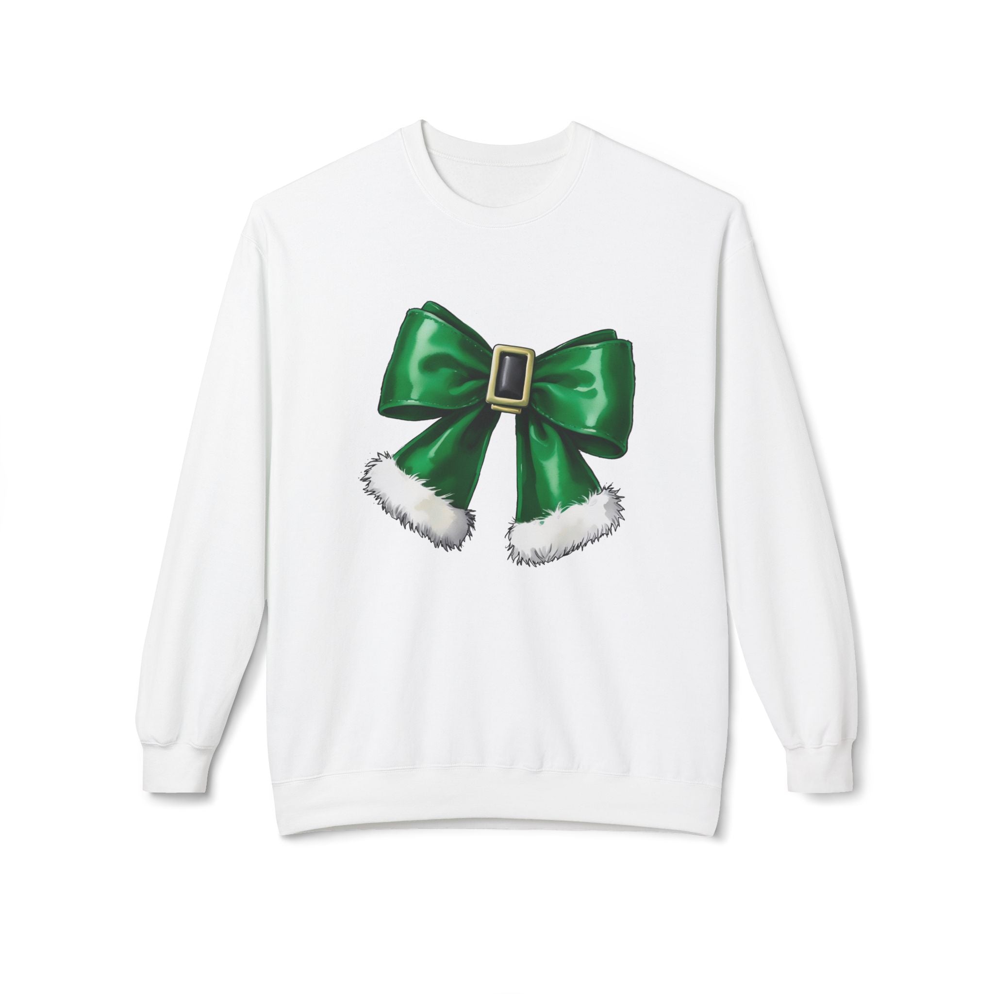 Festive Green Bow Crewneck Sweatshirt